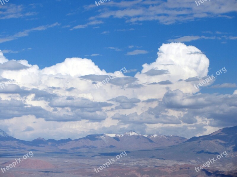 Clouds Mountains Blue White Sky