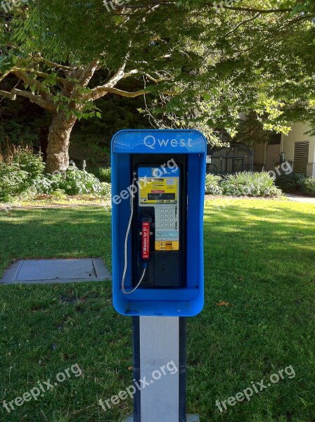 Phone Telephone Communicate Phone Booth Blue