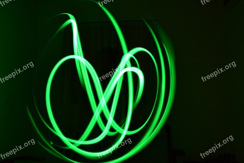 Neon Light Painting Green White Glow