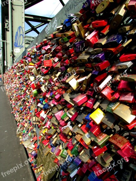 Cologne Bridge Love Locks Railway Bridge Hohenzollern Bridge