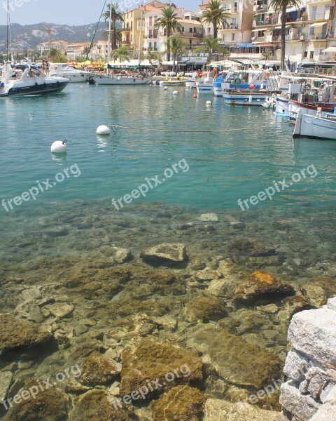 Landscape Water Rocks Blue Port