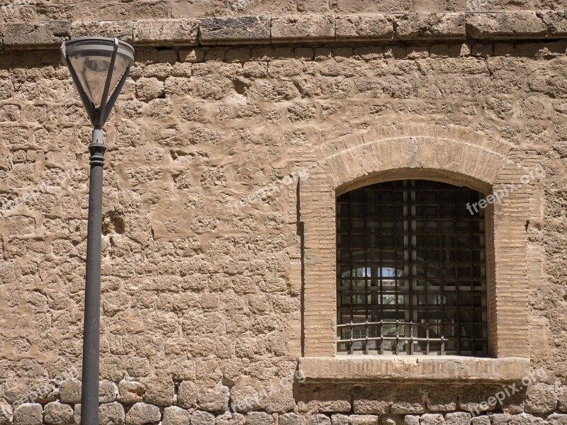 Stone Wall Facade Street Lamp Window