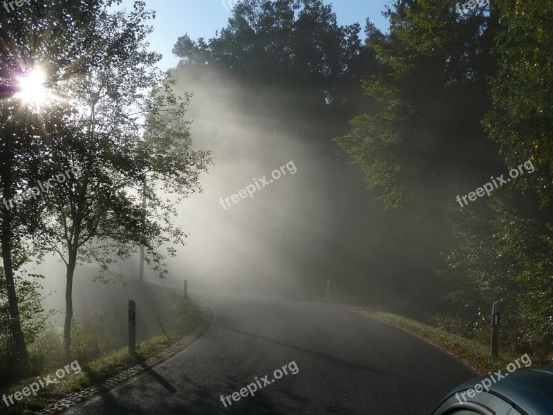 Morning Mist Landscape Fog Haze Road