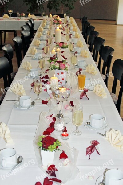 Wedding Wedding Table Cover Chairs Rose Petals