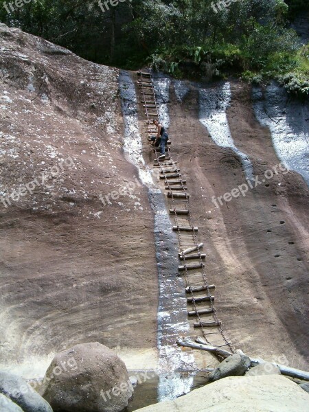 Drakensberg Mountains Steep Slope Rope Ladder Rock Free Photos