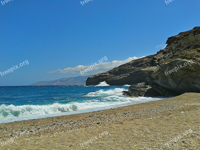 Coastline Waves Islands Greece Greek