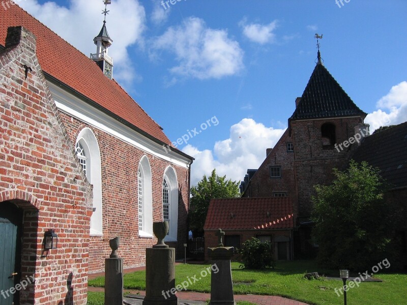 Church Northern Germany Cemetery Grave Stones Building