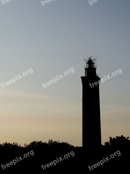 Lighthouse Sunset Evening Silhouette Free Photos