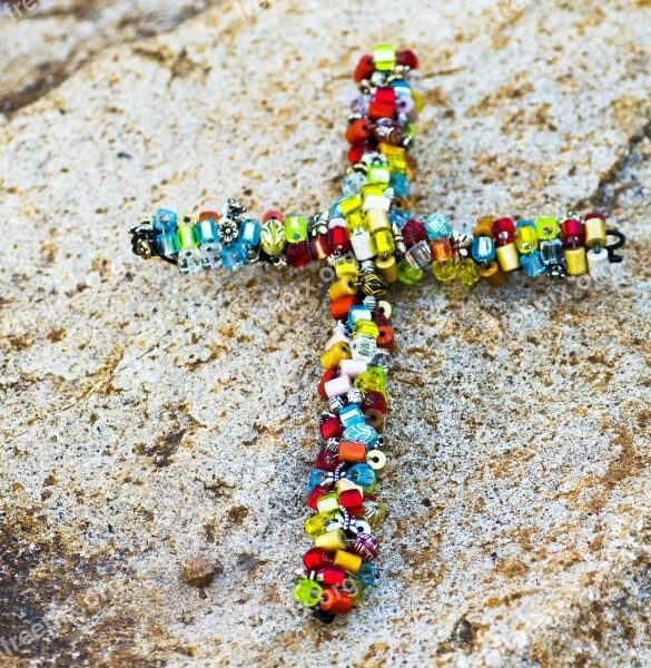 Cross Beaded Beads Rock Colorful