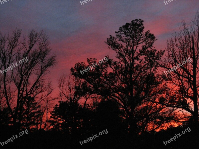 Sunset Afterglow Landscapes Light Sky