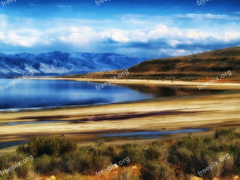 Great Salt Lake Utah Landscape Scenic Sky