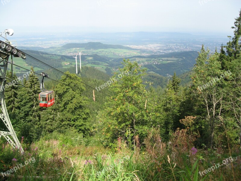 Gondola Mountain And Valley Landscape Black Forest Summer