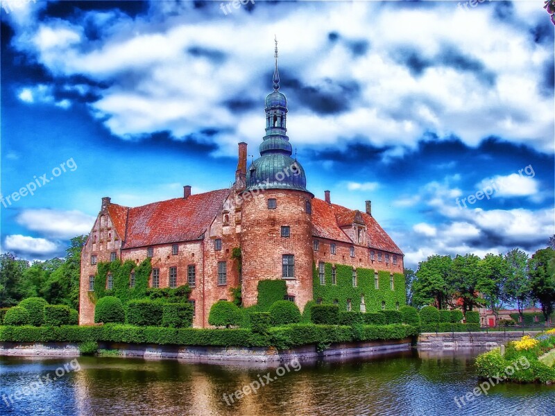 Sweden Vittskovle Castle Historic Sky Clouds