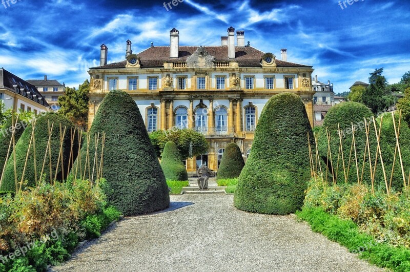 Switzerland Neuchatel Hotel Architecture Grounds Sky