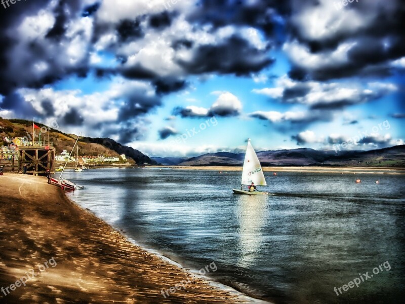 Aberdyfi England Sky Clouds Lake