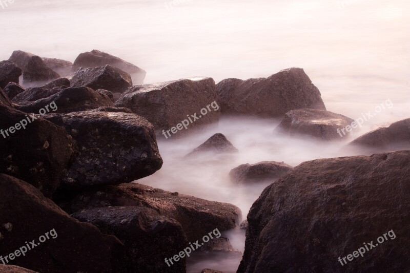 Rocks Waves Sea Ocean Water