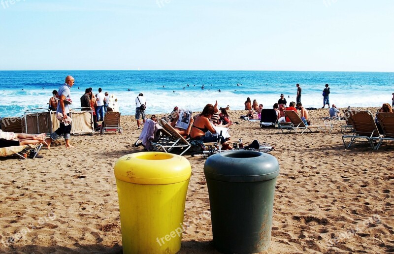 Beach Sea Barcelona Barceloneta Sand