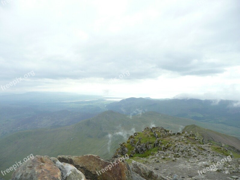 Wales Snowdon Mountain Sky Clouds