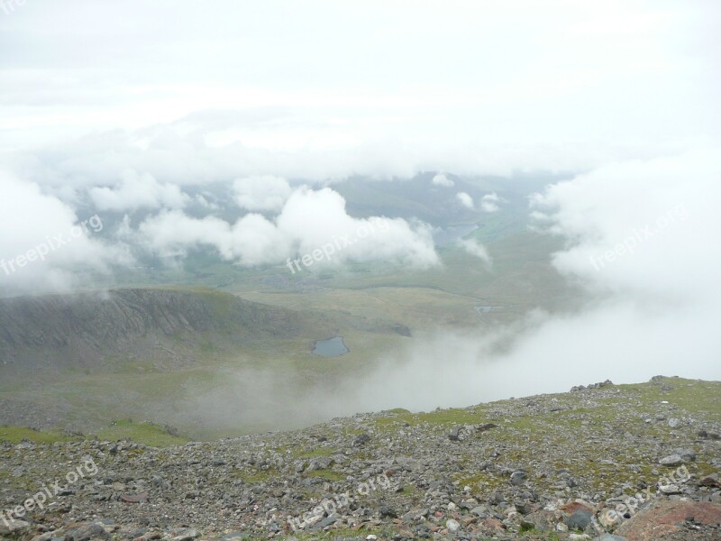 Wales Snowdon Mountain Sky Clouds