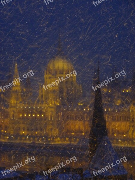 Parliament Hungary Building In The Evening Lighting