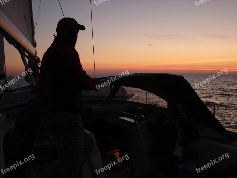 Sail Sunset Sea Boats Free Photos