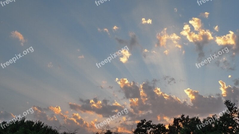 Clouds Sky Sunset Landscape Blue