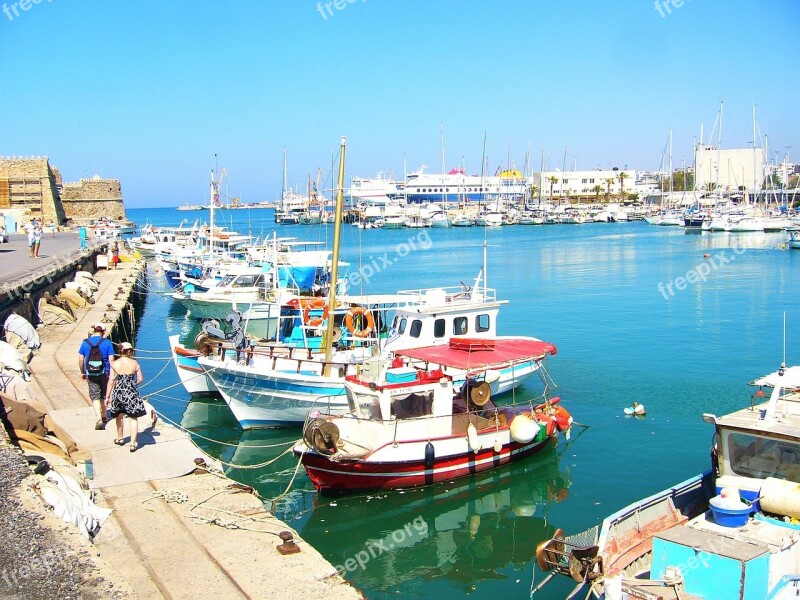 Crete Island Of Crete Greece Boats Vacation