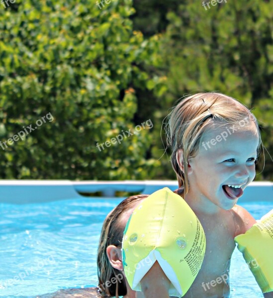 Child Boy Playing Pool Swimming