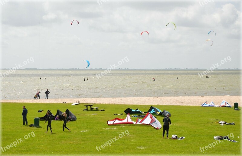 Wind Kite Surfing Kitesurfing Windsurfing Sea