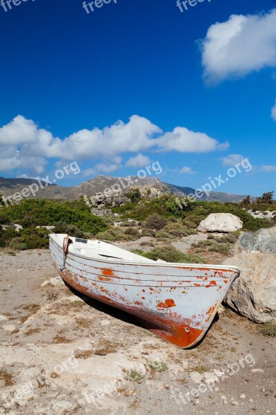 Boat Dry Land Landscape Old