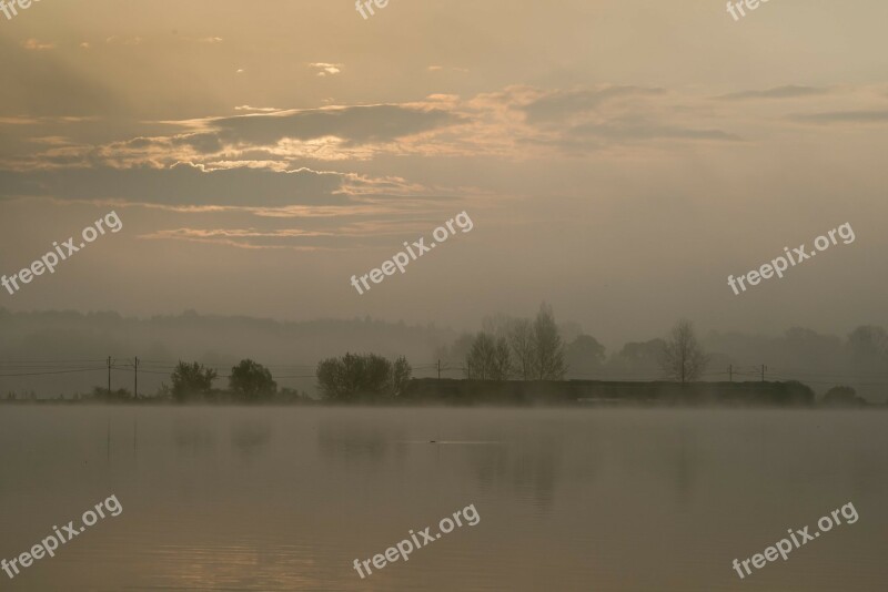 Sunrise Reflection Pond Water Orange