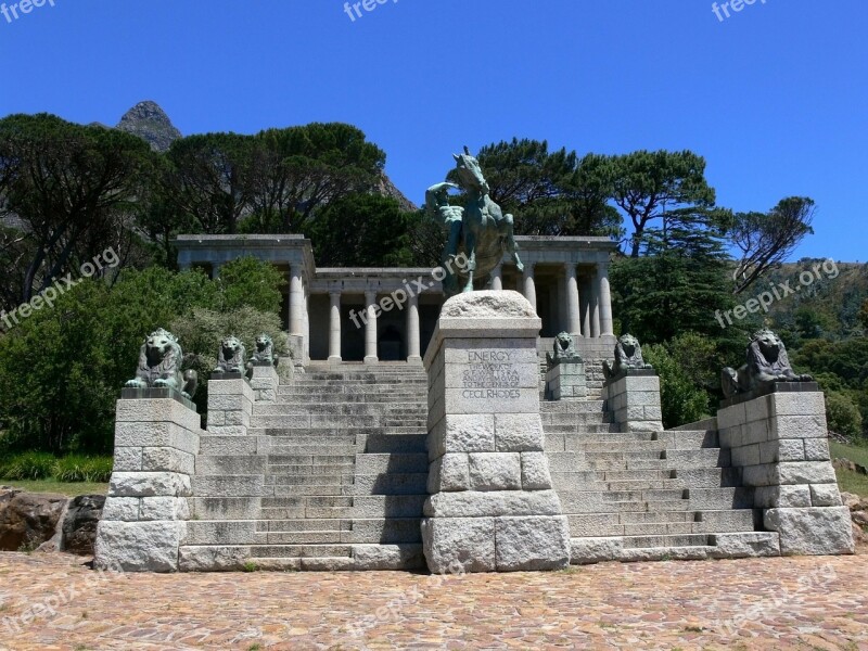 Rhodes Memorial Statue Monument Pillars Lions