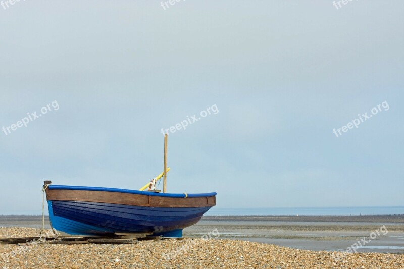 Fishing Boat Boat Wooden Blue Beach