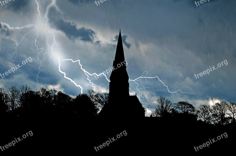 Church Architecture Skyline Trees Tree