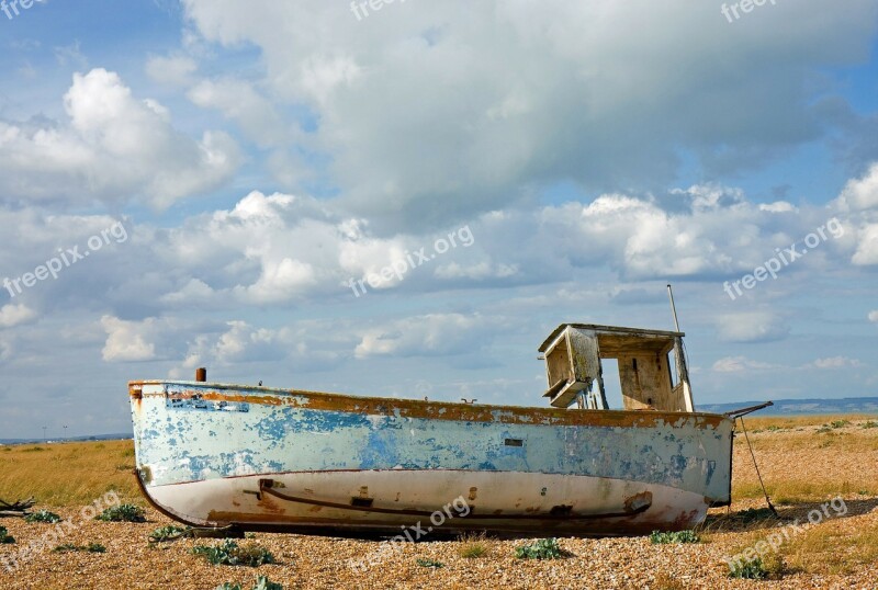 Boat Fishing Boat Blue Grungy Peeling Paint