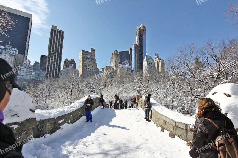 Winter Snow People Skyline Architecture