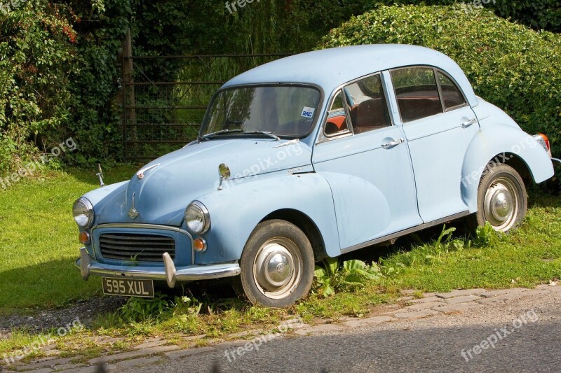 Vintage Car Morris Minor Blue Old