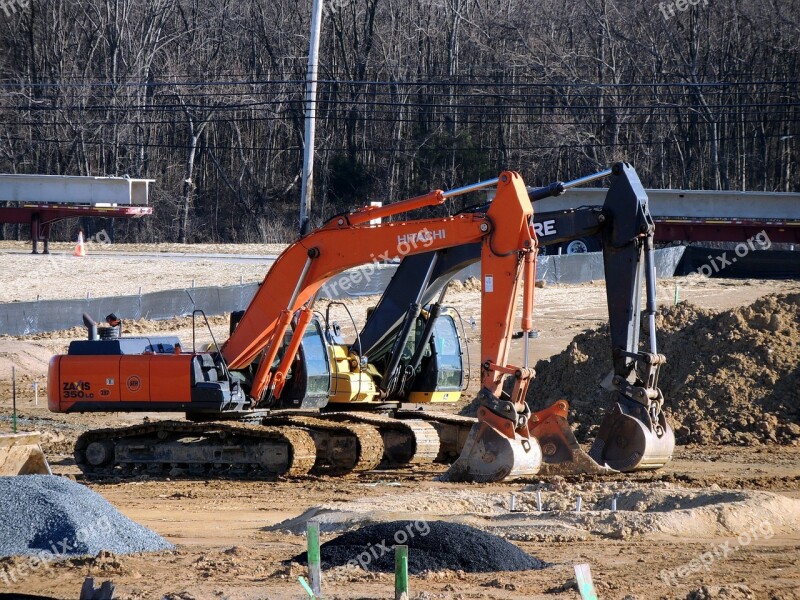 Construction Equipment Site Machines Orange