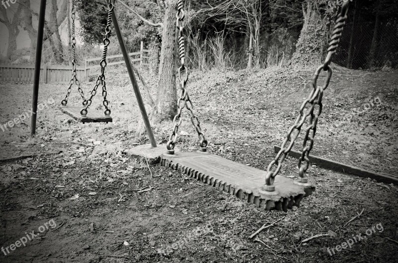 Old Swing Swings Abandoned Child Macro