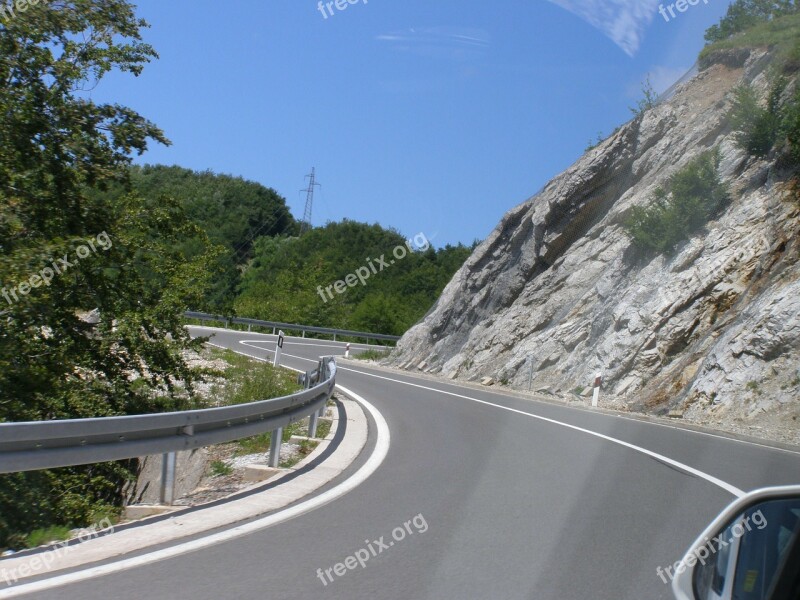 Turn Road Path View From Car Free Photos