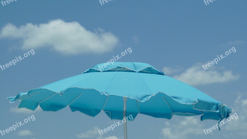 Beach Umbrella Sky Blue Sunny