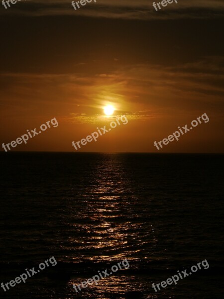 Sunset Sea Cloud Beach Evening