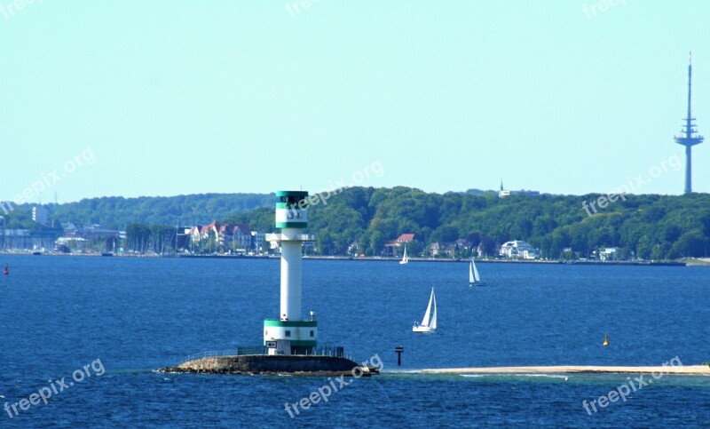 Lighthouse Kiel Sea Traffic Shipping