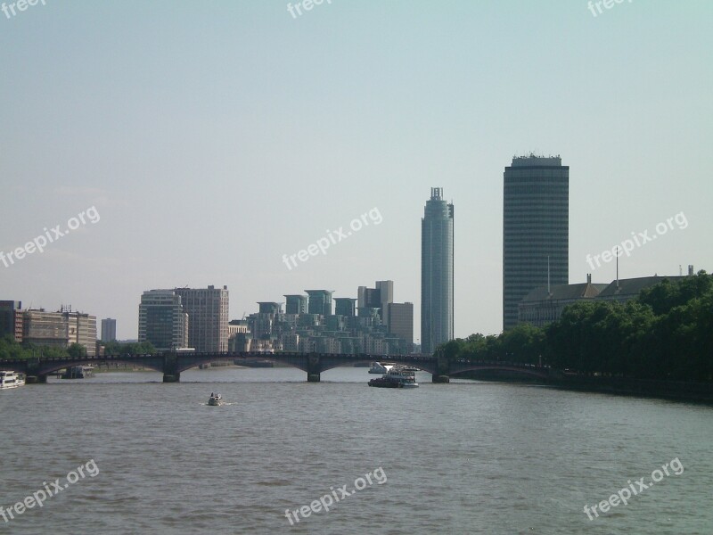 England London Building High The River Thames