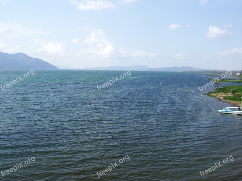 Lake Horizon Boat Yojoa Free Photos