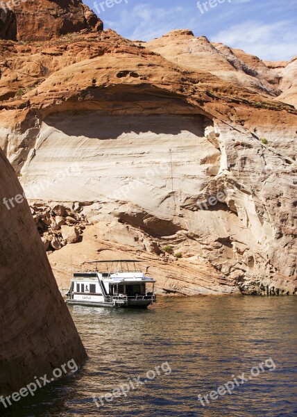 Lake Powell Water Reservoir Arizona Usa Red