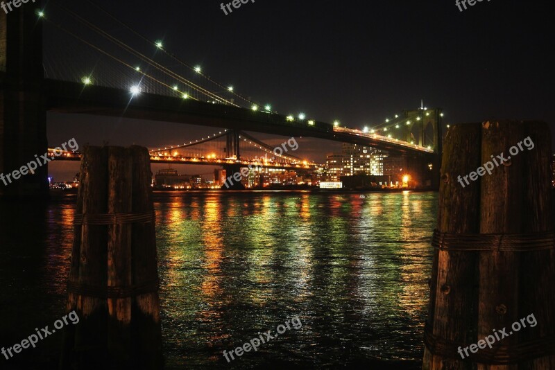 Wayne Rooney Brooklyn Bridge New York Night View Manhattan Free Photos