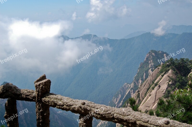 China Mountain Clouds Huangshan Free Photos