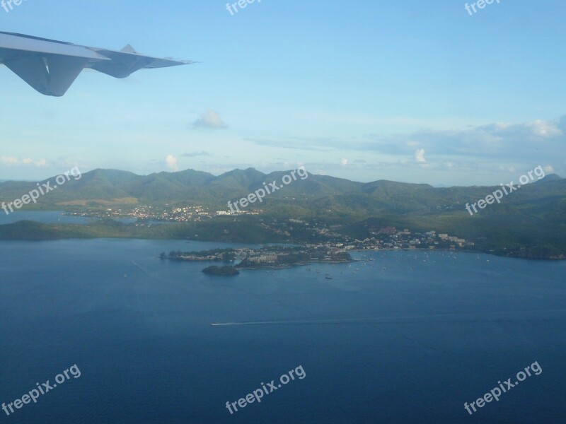 Plane View Martinique Caribbean Sea Three Islets Sky