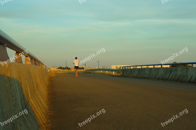 Corridor Athlete Bridge Gateway Sunset